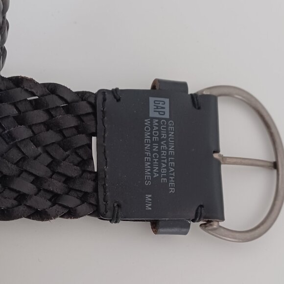 Black woven leather belt - Picture 2 of 2
